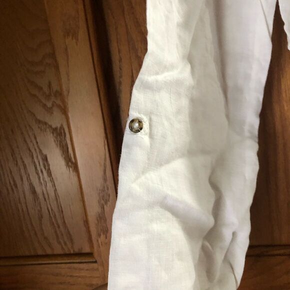 Massimo Dutti Ruffle Linen Hidden Front Button Up Blouse Size 36 - Picture 5 of 13